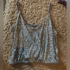 Sparkly silver tank top
